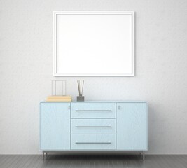 3D Mockup photo frame in Modern interior of living room