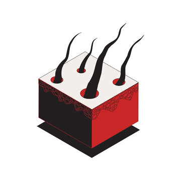 hair follicles emerging red cube clip art preview