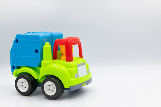 construction toy in blue, yellow and red colour. Children play construction toy with isolated white background