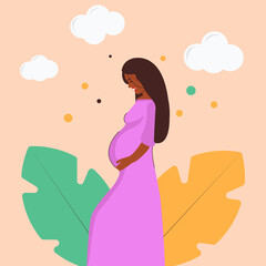 Obraz na płótnie Canvas Dar-skinned pregnant girl