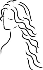  A sketch of a female hairstyle. A freehand vector illustration.