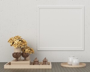 3D Mockup photo frame in Modern interior of gallery hall