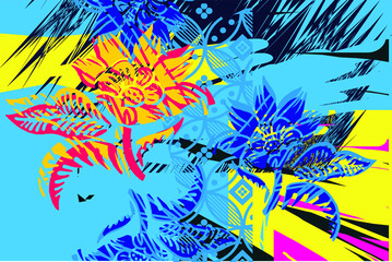 Fototapeta premium Abstract face painting, wall art, vector design illustration. creative graphic design shapes with textured geometric shapes. minimalistic abstract geometric face. EPS 10