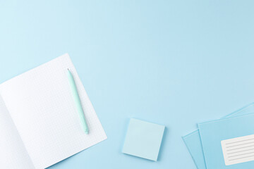 Study supplies on the school desk.