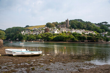 Noss Mayo and Newton Ferrers, Devon, England, UK. 2021.  Noss Mayo seen across The Yealm river from...