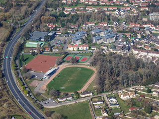 Fototapeta na wymiar vue aérienne du stade de Magny-en-Vexin dans le Val d'Oise en France