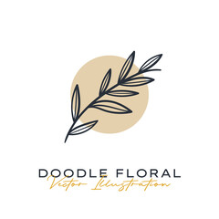 Doodle Flowers Icon. Hand Drawn Illustration. Abstract floral, botanical decor.