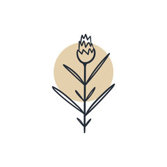 Doodle Flowers Icon. Hand Drawn Illustration. Abstract floral, botanical decor.