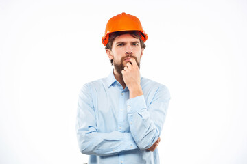 surprised man documents in hand and drawings Studio hand gesture