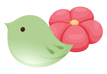 和菓子のイラスト_ねりきり_梅と鶯