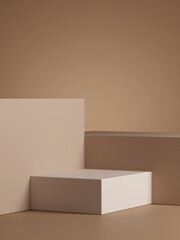 Minimal abstract geometric podium brown background for product presentation. 3d rendering illustration.