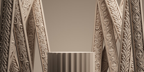 classic luxurious abstract podium cosmetic background for branding and product presentation.3d rendering illustration.
