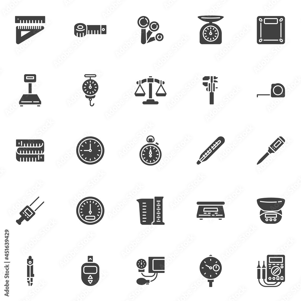 Poster measurement types vector icons set