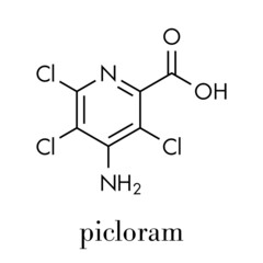 Fototapeta na wymiar Picloram herbicide molecule. Skeletal formula.