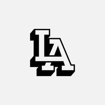 LA Letter, los angeles logo, yellow background Stock Vector