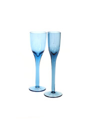 Small modern wine glasses isolated on white background