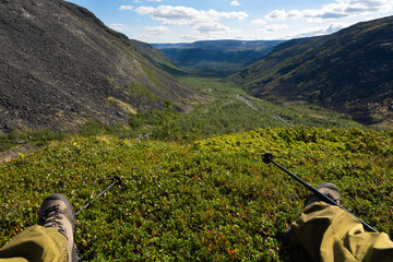 First-person view of the mountain valley