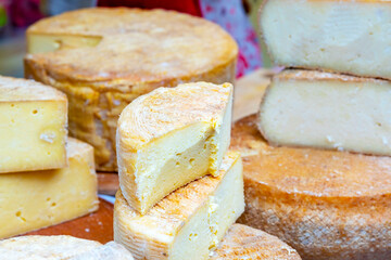 mold cheese. Collection of cheese on wooden board.cheeses