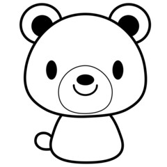 Obraz premium 動物 イラスト 【黒ライン】クマ06