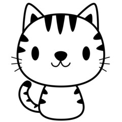 Obraz premium 動物 イラスト 【黒ライン】ネコ06