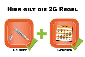 Schild mit der 2G Regel