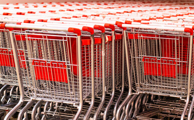 Trolley in the store. carts.