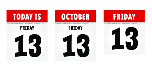 Friday 13 icon. Thirteen lucky number or unlucky number, friday 13th sign. Happy halloween day. Angry day. Flat vector pictogram. Calendar October. 