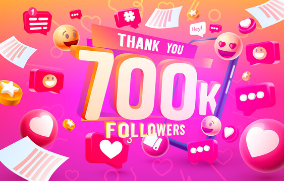 Thank you followers peoples, 700k online social group, happy banner celebrate, Vector
