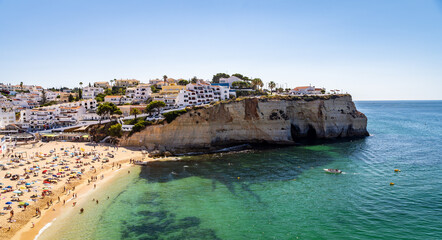 Fototapeta premium Beautiful beach called Praia do Carvoeiro in Faro Portugal