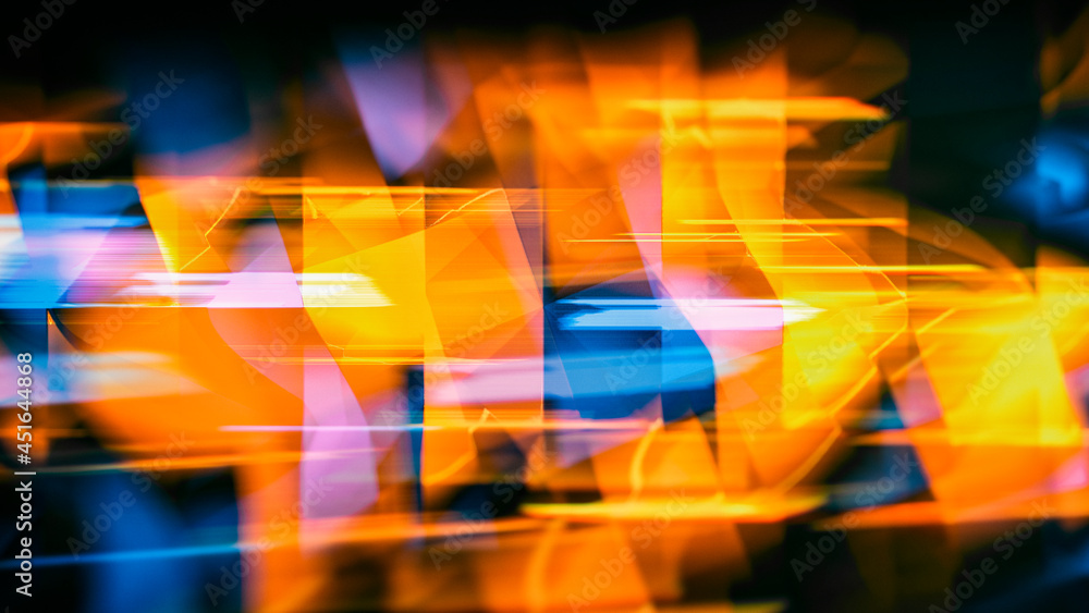 Poster abstract background - multicolored bright intersecting planes and rays, blurred image, 3d render