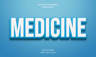 Medicine 3D Text Effect  Style, Shiny, Bold 3D Text Style Font Premium Vector. 