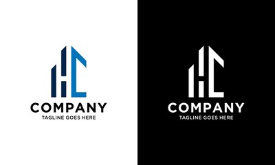 H C Initial logo concept with building template vector.