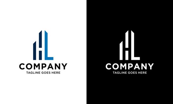H L Initial logo concept with building template vector.