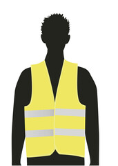 Safety vest on silhouette. vector