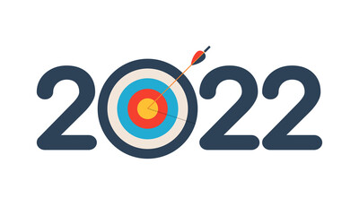 2022 Happy New Year. The concept of the achieved goal in the new year. Vector illustration.
