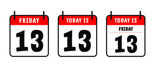 Friday 13 icon. Thirteen lucky number or unlucky number, friday 13th sign. Happy halloween day. Angry day. Flat vector pictogram. Calendar October. 