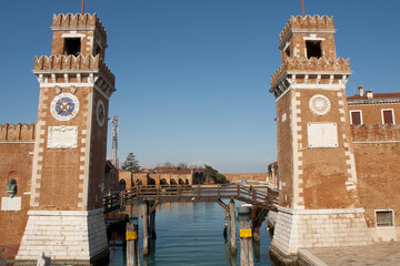VENICE, ITALY - FEBRAURY 15, 2020: Military marine museum in historical building Arsenal.