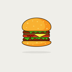delicious burger food illustration image with icon style