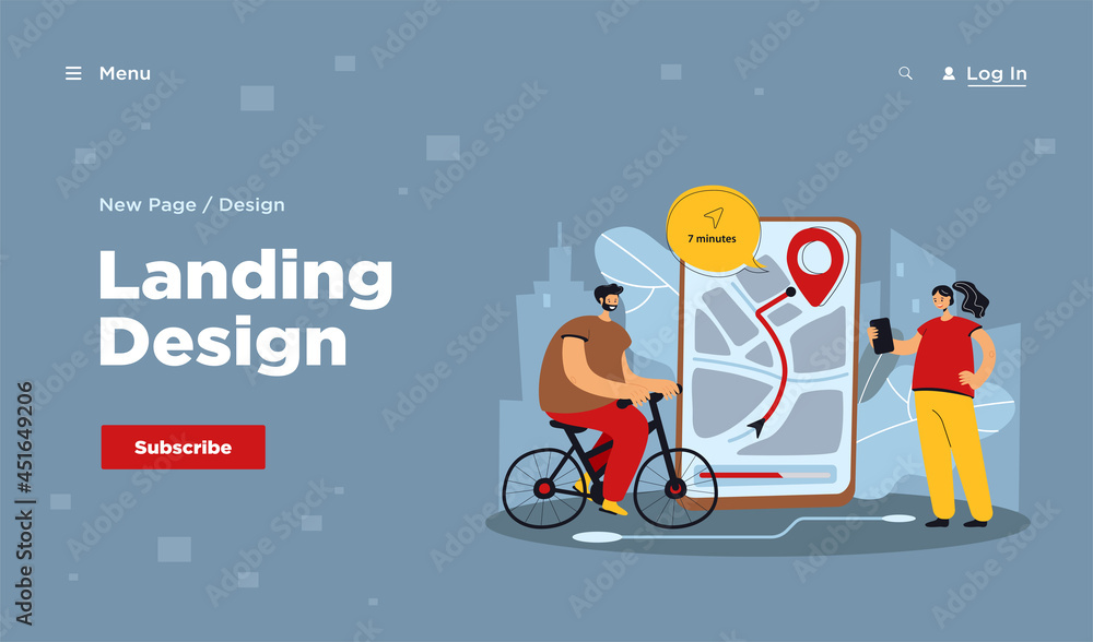 Poster tiny people using mobile app for navigation in city flat vector illustration. cartoon characters wat