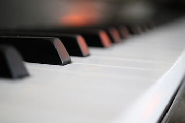 Piano keys reflection orange