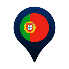 portugal flag and map pointer icon. National flag location icon vector design, gps locator pin. vector illustration