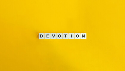 Devotion banner. Block letters on bright orange background. Minimal aesthetics.