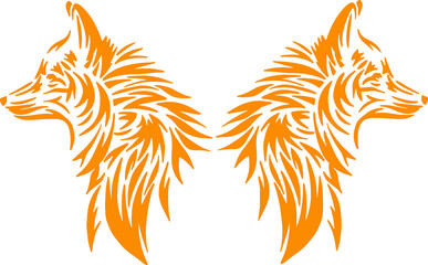 Head of fox. Isolated vector illustration. Animal silhouette
