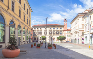 Naklejka premium Gramsci square also known as Rosary square in Novara.Piedmont, Italy.