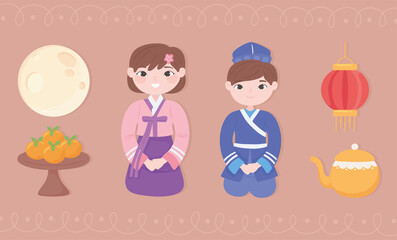 icons set korean people