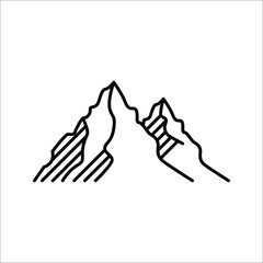 Mountains, rocks and peaks. Vector illustration and logo design elements on white background. eps 10