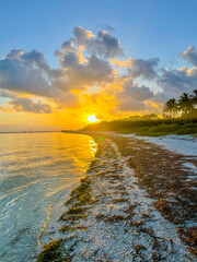 dawn over the fishing pier in Sanibel Island before a hurricane