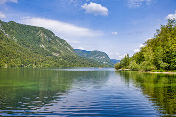 Fototapeta premium the popular lake bohinj with a beautiful reflection