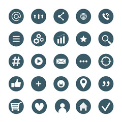 A set of icons for a website, the Internet or social networks. Informative icons for business cards. Email, arrows, address information, phone number.