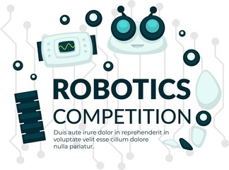 Fototapeta premium Robotics competition, exhibition or display poster